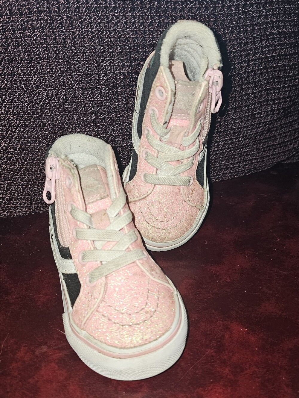 Vans Sk8-Hi Reissue Side Zip Glitter Shoe - Flower Power Multi/True White Sz 4